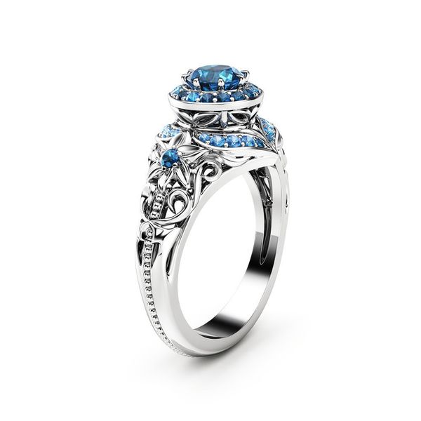

14k золото diamond сапфир кольцо для женщин anillos свадебного bizuteria gemstone ювелирных изделий кольца голубого топаз gemstone женщины з