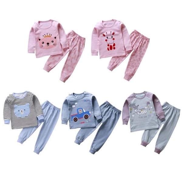 

2pcs/set children boys and girls pajama baby homewear suit trousers casual household clothing set, White