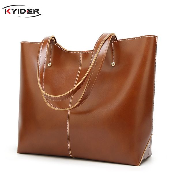 

oil wax leather women's tote large-capacity women shoulder bag classic casual tote bags for women 2018 bolsa feminina kyider