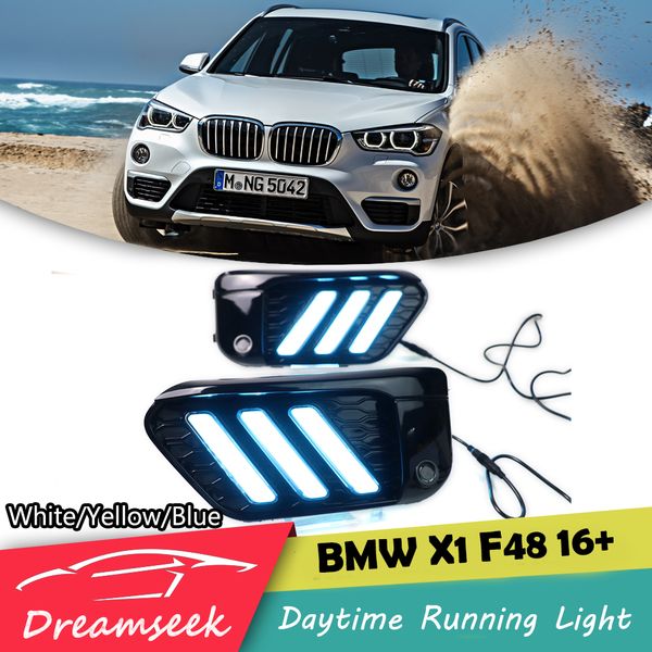 

3 colors led drl for x1 f48 2016 2017 2018 2019 daytime running light mustang style with turn signal lamp