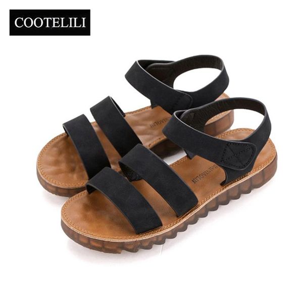 

cootelili fashion strap flat women sandals summer beach shoes flat women summer female shoes casual sandals black khaki 35-39