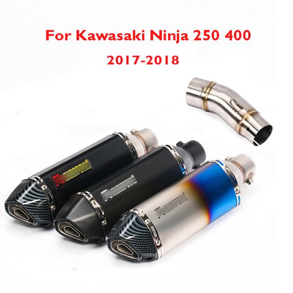 

motorcycle exhaust tip muffler escape middle link tube connection link pipe for ninja 400 ninja 250 2017-2020