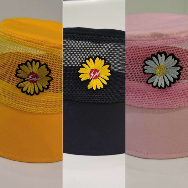 

2020 bucket bucket sunshade fisherman children's outdoor sunscreen breathable fisherman hat sunshade creative embroidery flower hat, Yellow