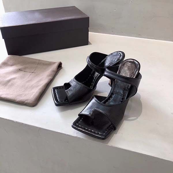 

2020new summer designer flip flop nappa dream square toe sandal stretch sandals ladies luxury casual slippers wedding woman high heels, Black