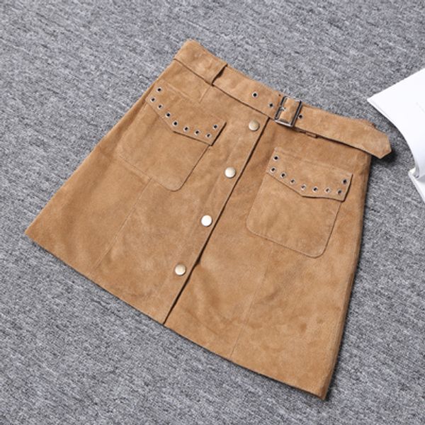 

2019 new fashion genuine real sheep leather skirt j16, Black