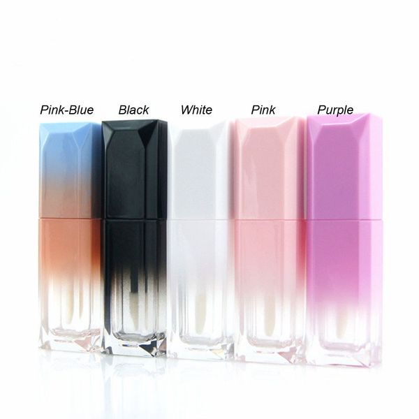 

storage bottles & jars 4.5ml plastic gradient pink&blue beauty lip gloss tube,empty black cosmetic lipstick glaze refillable bottle conceale