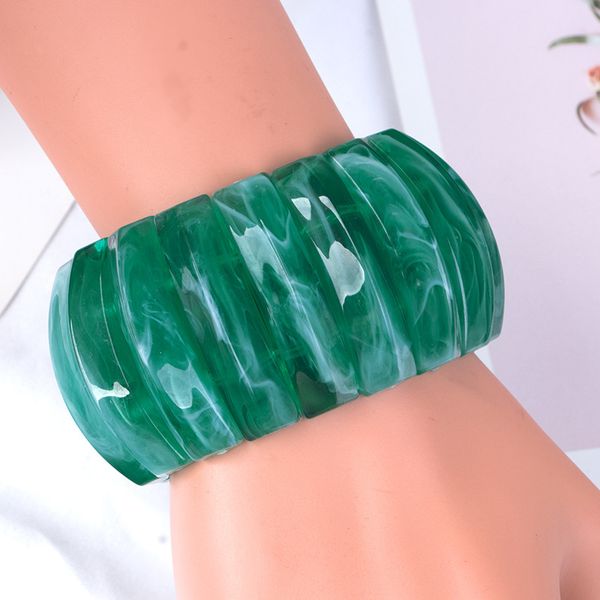 

european and american new fashion trend resin bracelets summer geometric hyperbole jelly candy color handmade women jewelry, Black