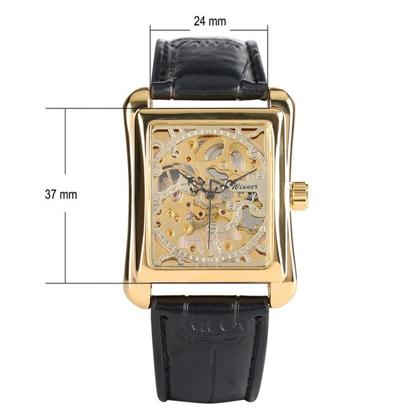 

for watch mechanic wrist unique rectangle watches men cool men mechanical genuine manual band leather watch skeleton reloj prubr, Slivery;brown