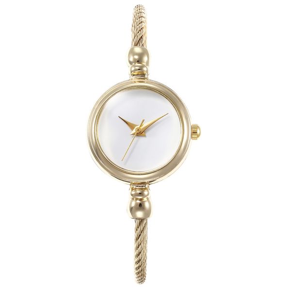 

women watches glass mirror bracelet watch circular analog fine strap gold quartz wristwatches ladies, Slivery;brown