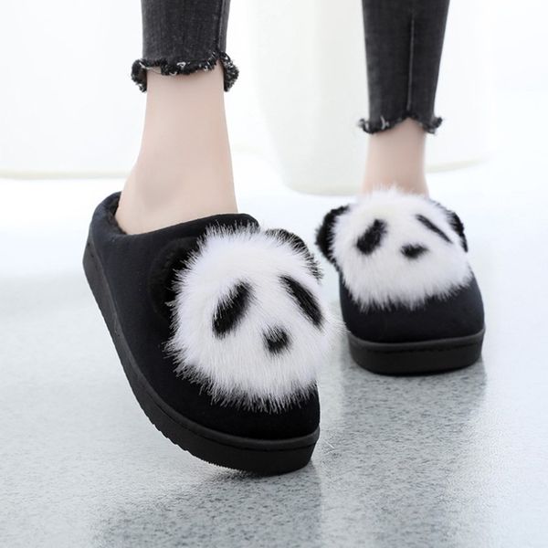 

bescone stylish women slippers winter warm panda shape shoes b5, Black