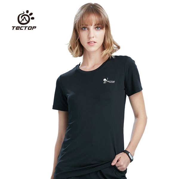 

tecwomen spring and summer outdoor quick dry short sleeve t-shirt, Gray;blue