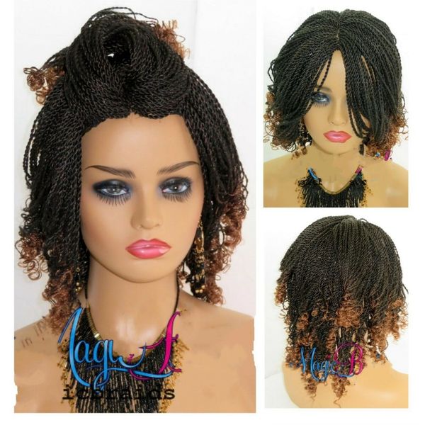 High Quality Ombre Brown Color Short Kinky Twist Wig Natural Twist