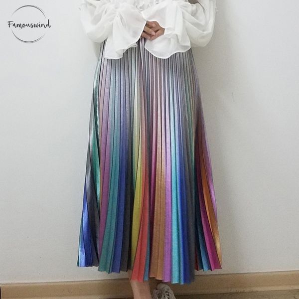 

длинная женская юбка лето юбки 2019 весна радуга полосатый плиссированные юбки высокой талией с блестками vestidos saia qh1739, Black