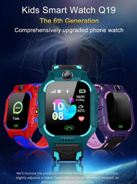 Слот Q19 Смарт Часы Wateproof Дети Смарт Часы LBS Tracker Smartwatches SIM-карты с камерой SOS для Android iPhone смартфонов в коробке