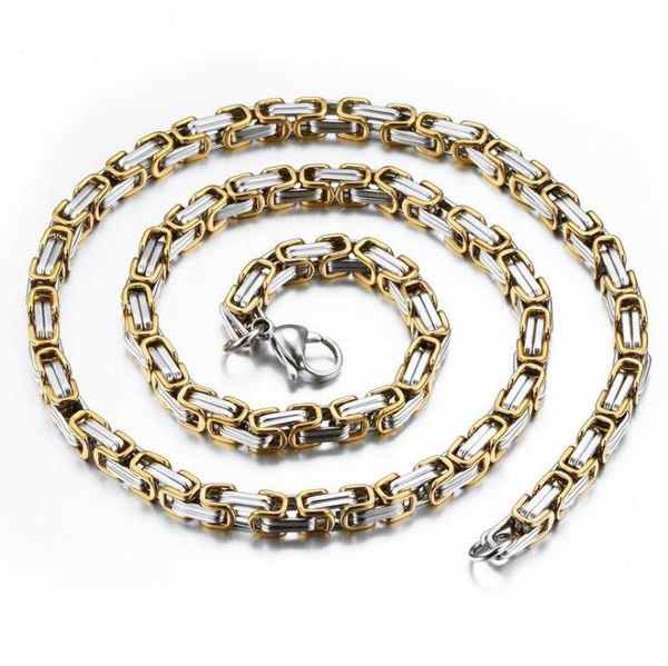 

hrn punk style chain necklaces personalized silver/gold plated stainless steel link chain jewelry gift for man k4129