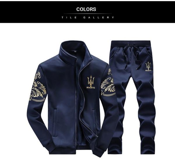 

2020 brand tracksuit men quality spring men sporting hooded hoodie+pants two piece sweat set jogger track suit for clothes