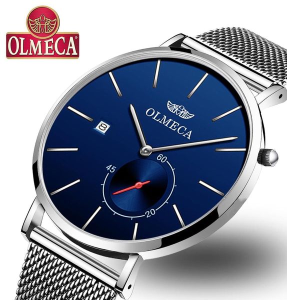 

olmeca мужские наручные часы мода роскошные кварцевые часы relogio masculino сетка группа часы хронограф часы для мужчин, Slivery;brown