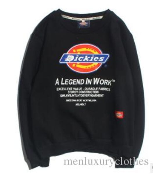 

autumn winter fleece warm men designer hoodies dickies brand dk fashion clothing o-neck sweatshirts, Black