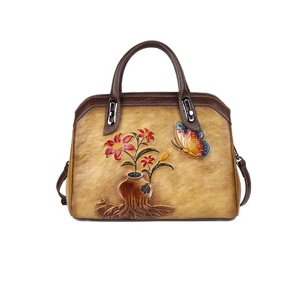 

2020 new luxury handbags women genuine leather tote hand bags designer flowers handbag cross body bags ladies zipper purse shoulder bag