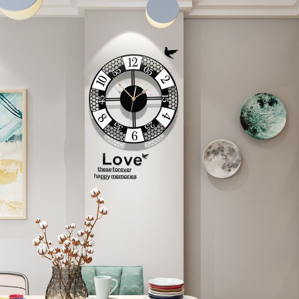 

3d silent round practical wall clock modern design wall stickers metal pointer living room circle hanging clocks ing
