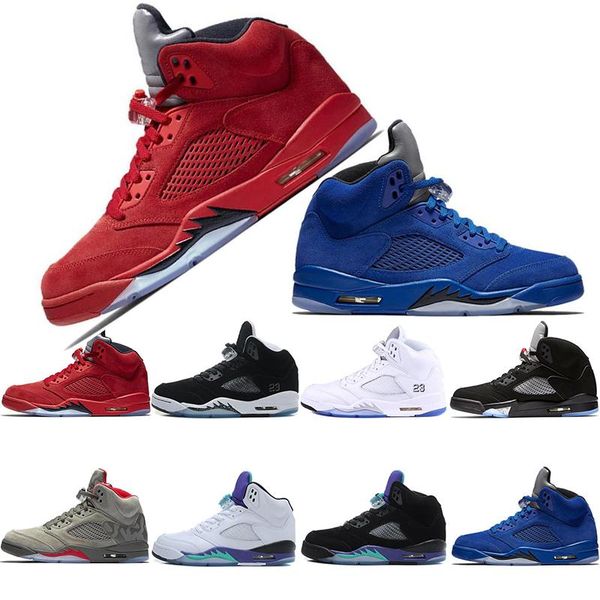 

2019 mens 5 5s basketball shoes camo seme black olympic gold blue suede pro stars sport shoes designer sneakers trainers 7-13