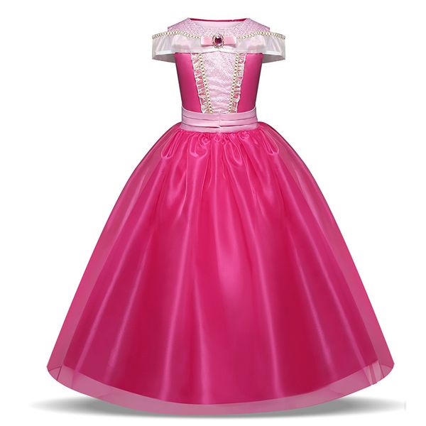

1pcs baby girls sleeping beauty princess dress sweet kids aurora cosplay costumes clothing formal full party prom dresses children clothes, Red;yellow