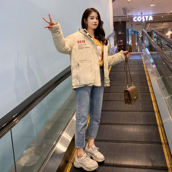 

long fund easy back season special selling down cotton-padded clothes woman cotton-padded jacket 2019 thickness loose coat, Black