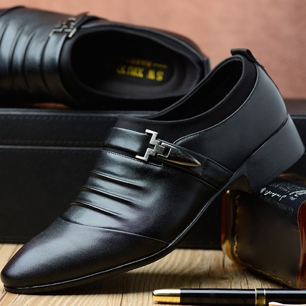 

nice new men leather shoes man flat classic men dress shoes leather italian formal oxford plus size 38-58 dec5, Black