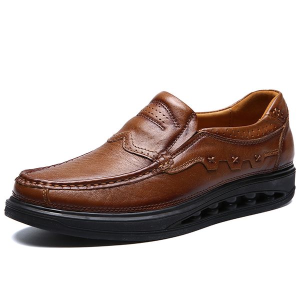 

fashion genuine leather brogue shoes men spring new dress shoes formal shoes height increasing platform men sale, Black