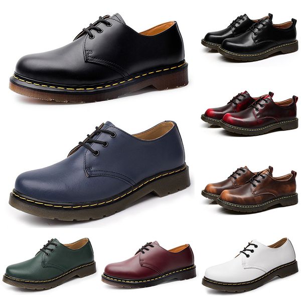 

2020 new designer casual shoes men leather black white blue business fashion platform flat party mens trainers sneaker size 38-45 color11