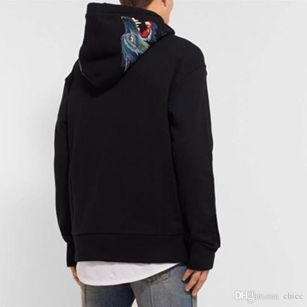 

wolf блестели вышитого хлопок hoodie моды италии конструкторы мужчины женщина пчелиный печать man толстовка streetwear толстовки, Black