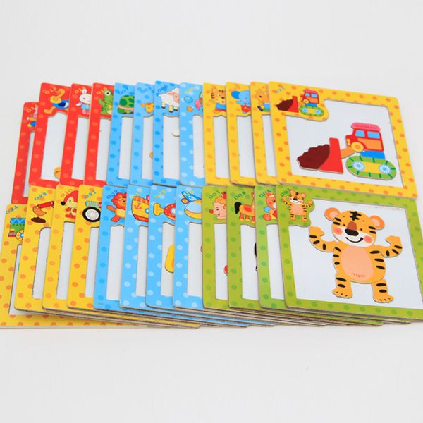 

24 style 3d magnetic puzzle jigsaw wooden toys 15*15cm cartoon animals traffic puzzles tangram kids educational toy for children