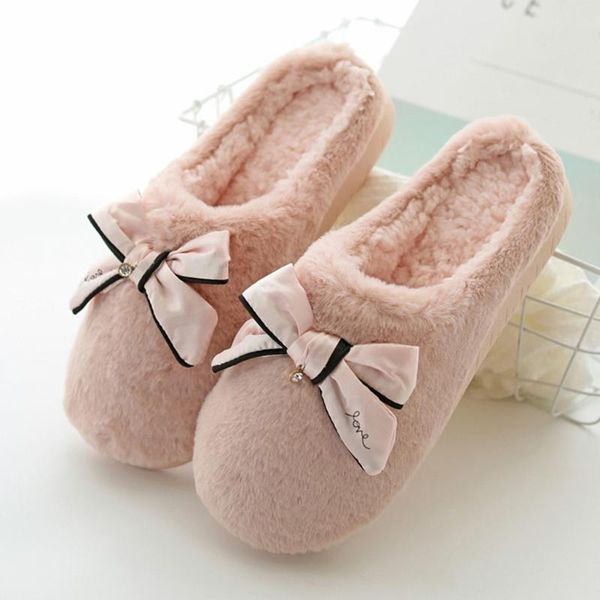 

women's winter slippers cute warm indoor home mute cute soft plush ball women interior boots ladies comfortale house shoes, Black