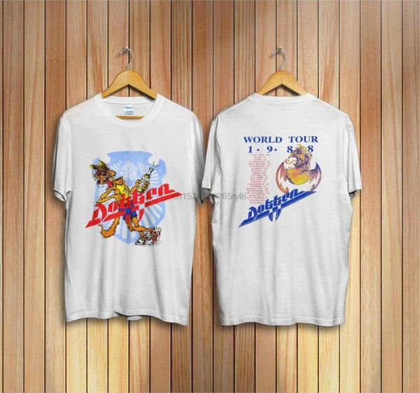 

vintage dokken 1988 beast from the east tour concert tee t-shirt, White;black