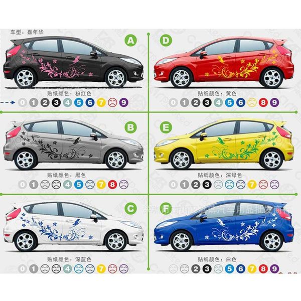 

2pcs/set fashion butterfly love flower car stickers modified universal decals