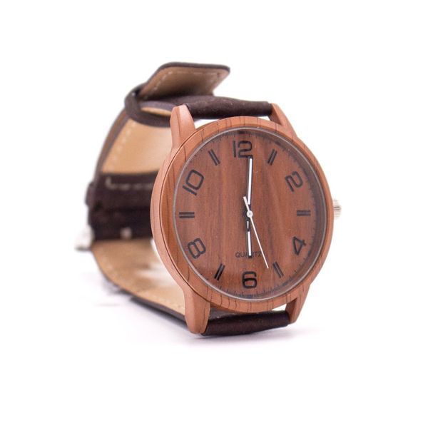 

cork watch vegan wrist watch wood color with brown cork strap wa-111-b, Slivery;brown