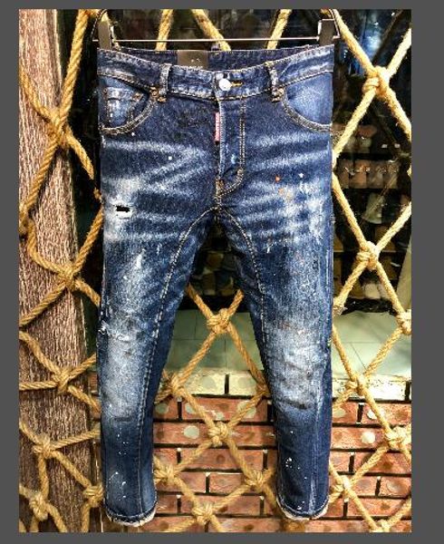 

wholesale blue black destroyed mens fashion slim jeans denim straight biker skinny jeans casual long men ripped jeans delivery