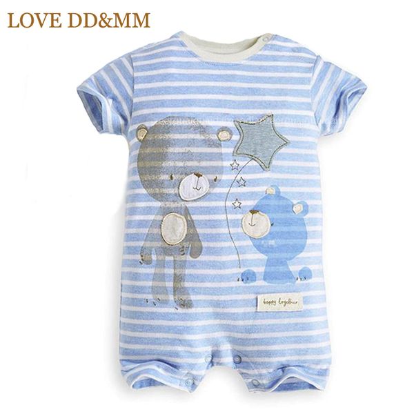 

love dd&mm baby rompers new baby boys clothes cartoon bear deer casual stripe short-sleeved jumpsuit toddlor infant clothing, Blue