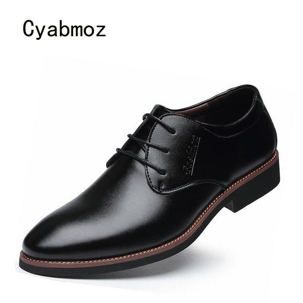 

cyabmoz new fashion brand man shoes lace up business black brown men's party dress wedding office work pu leather men shoes