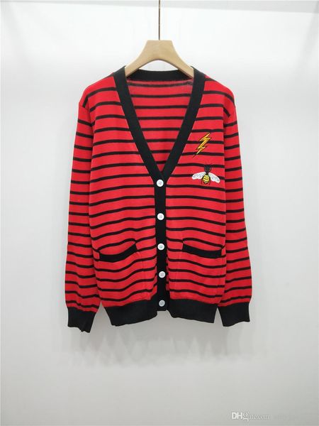 

1.3 2019 осень бренд же стиль свитер роскошный кардиган красный черный мода выпускной свитер женская одежда v образным вырезом с длинным рук, White;black