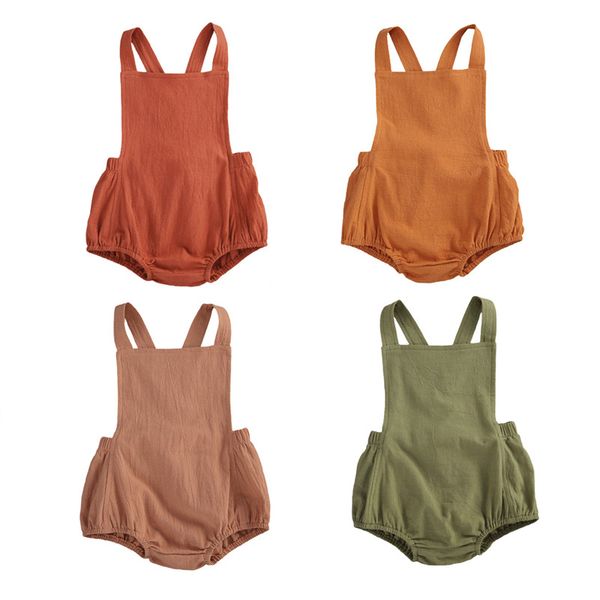 

0-24 м новорожденных девочек хлопок комбинезон спинки рукавов комбинезоны младенческой мальчик хлопок комбинезон цельный наряды, Blue