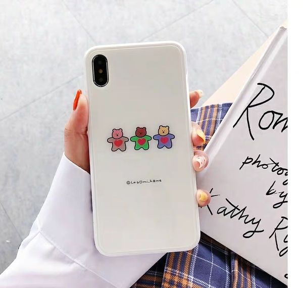 

ins милый стеклянный чехол для телефона iphone 11 xs max xr x 8 6s plus прекрасный мягкий силиконовый анти-konck задняя крышка для iphone 7