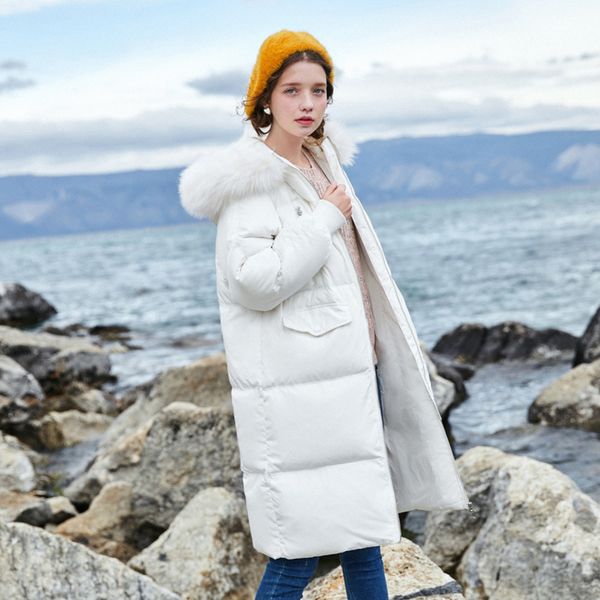 

semir 2018 winter womens coats down thicken jacket and coat for women long jacket parka four colors for -20 low degree, Black