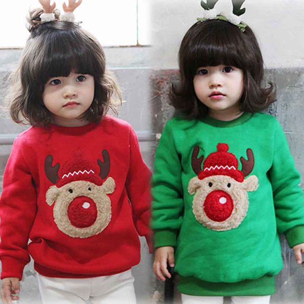 

toddler baby girl clothes long sleeve children's sweatshirt print christmas deer sweatshirt for girls roupas #es, Black