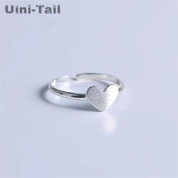 

uini-tail 2019 new listing 925 sterling silver simple temperament small fresh heart-shaped ring sweet brushed ed476, Golden;silver