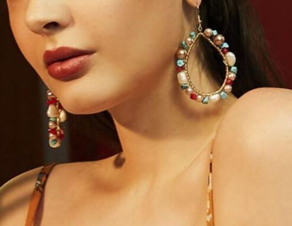 

2019 new original designer natural pearl earrings classical handmade color stone earring women fashion jewelry gifts gold and silver