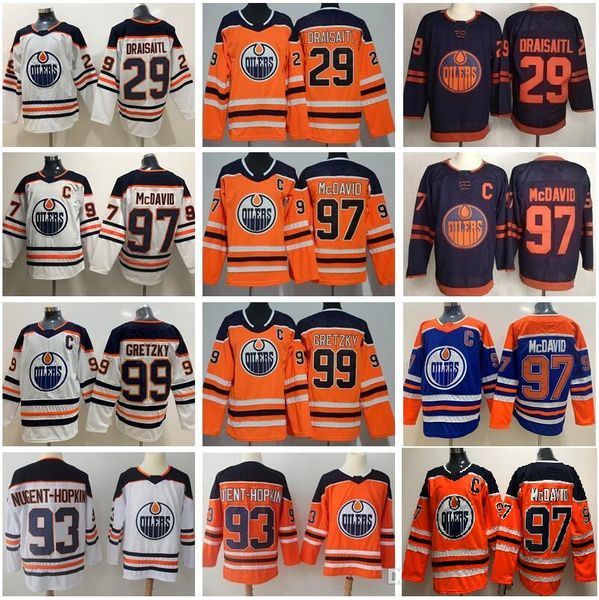 

men jerseys 97 connor mcdavid 99 wayne gretzky 29 leon draisaitl 93 ryan nugent-hopkins alex chiasson james neal hockey jerseys, Black;red