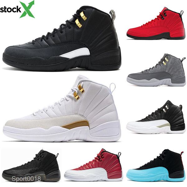 

designer 12 12s mens basketball shoes taxi gym red the master bulls flu game gamma blue french blue men sports sneakers size 7-13, Black