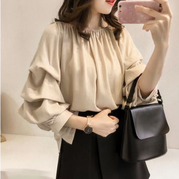 

womens solid long sleeve shirts loose plus size formal business work blouse, White