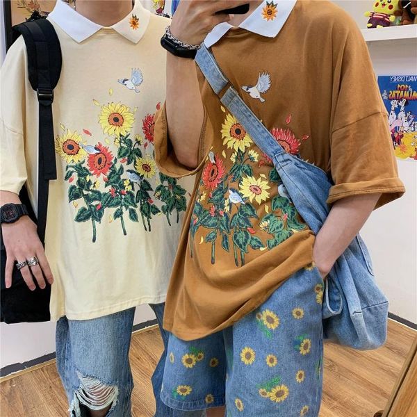 

grunge эстетической t-shirt женщина мужчины хлопок сыпучего tumblr тенниска подсолнечная цветочные печати урожай harajuku пара одежда лето, White